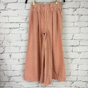 Anthropologie Pilcro Paperbag Wide Leg Pants Women's XXS Peach Cropped High Rise